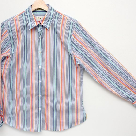 Orvis Button Up Long Sleeve Shirt Carefree Sz 8 - Picture 2 of 4